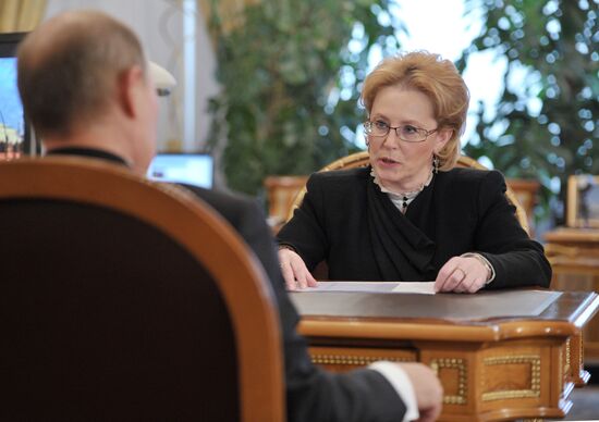 Встреча В.Путина с Вероникой Скворцовой в Ново-Огарево