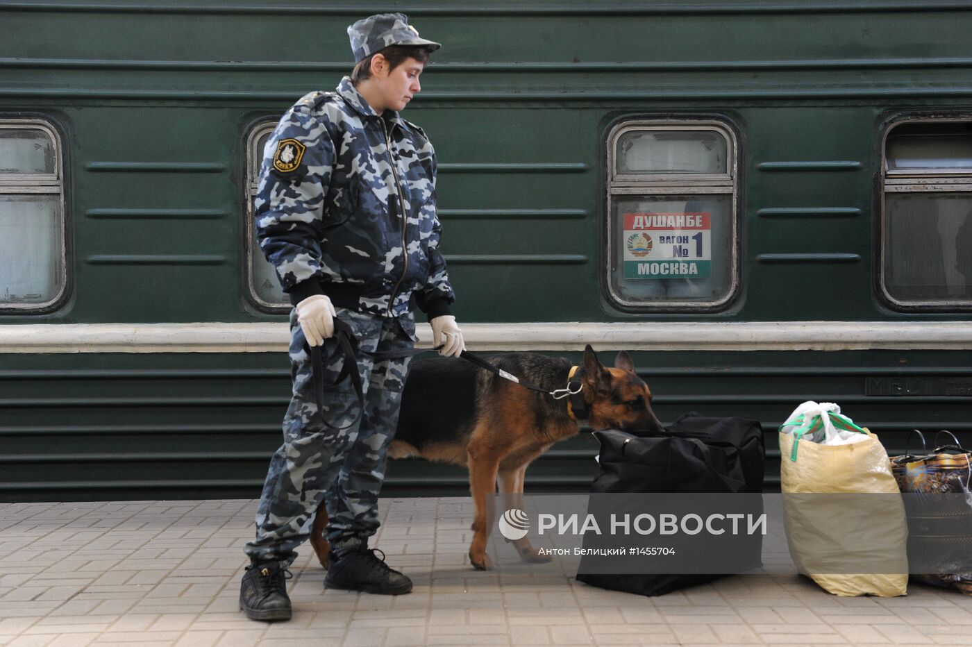 Перронный контроль пассажиров поезда Москва-Душанбе