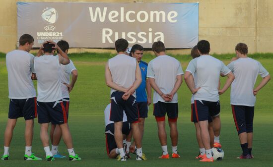 Тренировка молодежной сборной России по футболу