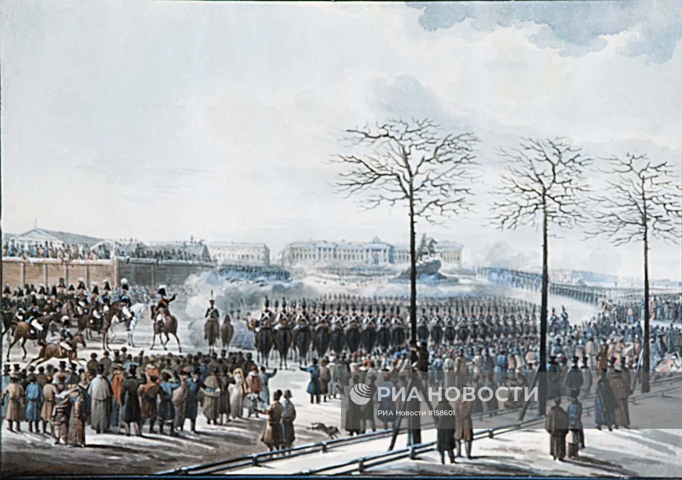 Репродукция картины "Восстание на Сенатской площади в Петербурге 14 декабря 1825 г."