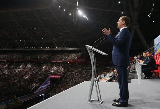 Д.Медведев на XXVII Всемирной летней Универсиаде 2013 в Казани