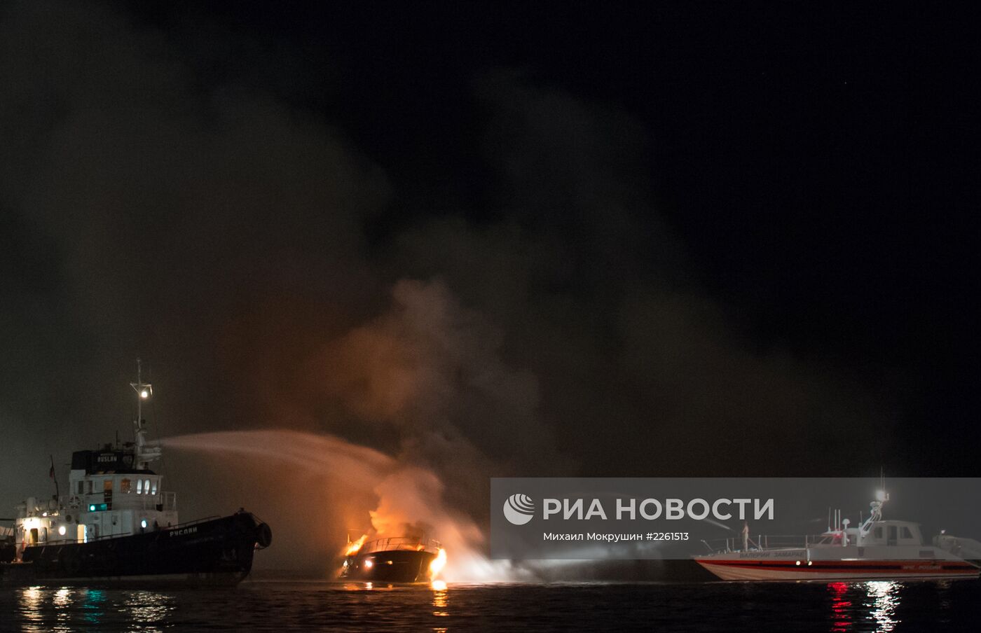 Пожар на яхте в Сочи