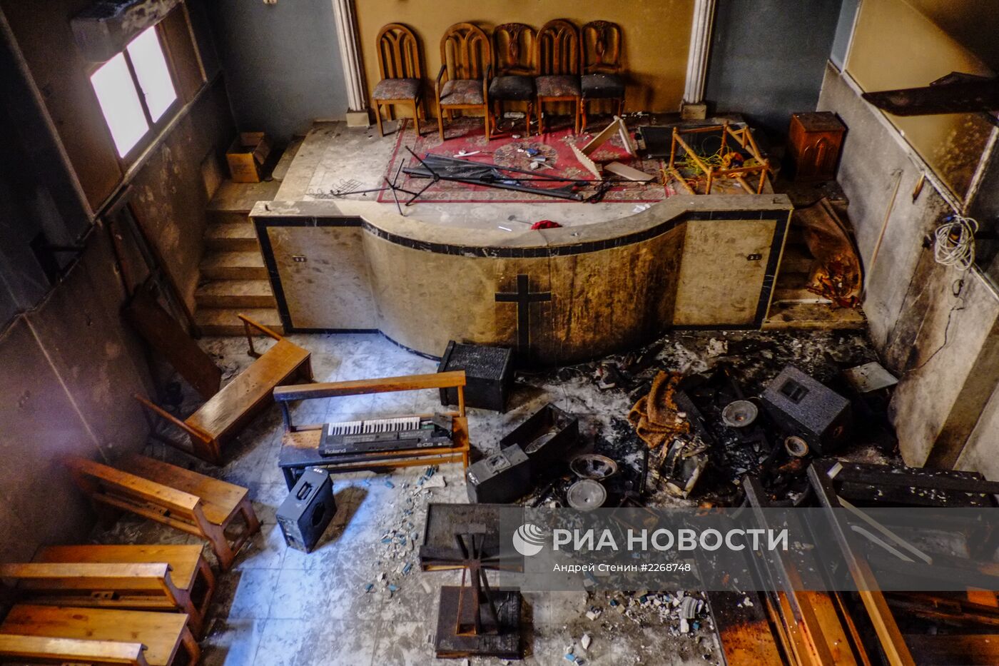 Сожженные коптские храмы в провинции Минья в Египте