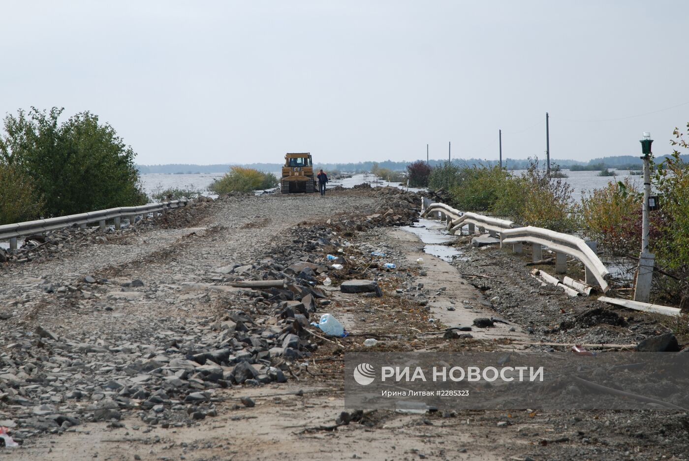 Автодорога Хабаровск-Комсомольск-на-Амуре во время паводка