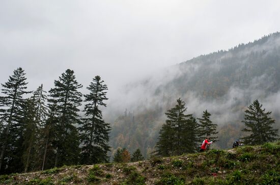 Тренировка женской сборной России по биатлону