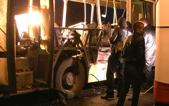 Последствия взрыва пассажирского автобуса в Волгограде