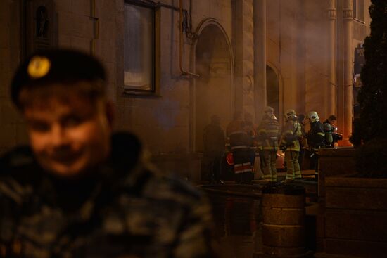 Пожар в тепловом коллекторе в центре Москвы
