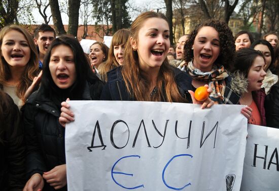 Студенческий митинг во Львове за вступление в ЕС