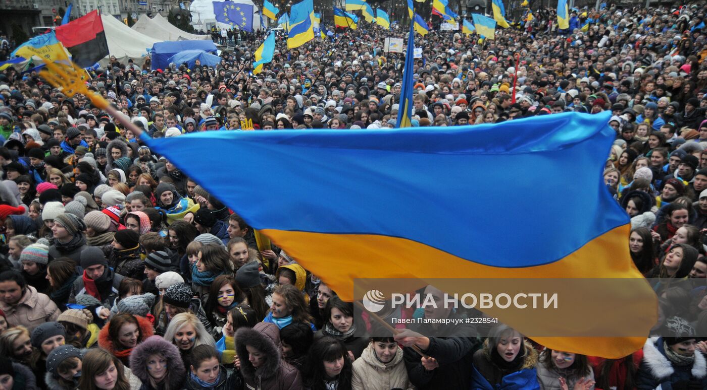 Акция в поддержку евроинтеграции Украины во Львове