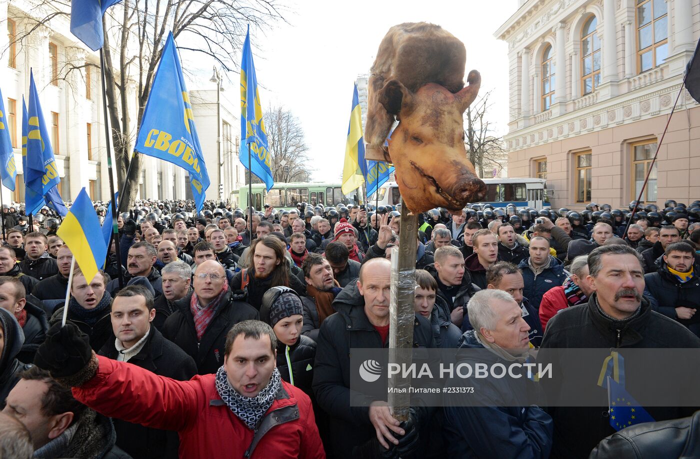 Пикет сторонников евроинтеграции Украины у здания Верховной Рады в Киеве