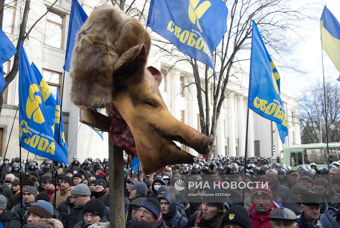 Пикет сторонников евроинтеграции Украины у здания Верховной Рады в Киеве