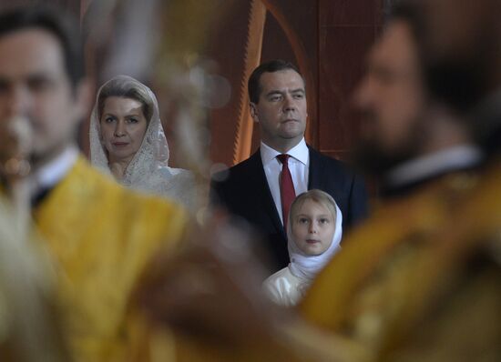 Д.Медведев на Рождественском богослужении в храме Христа Спасителя