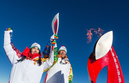 Эстафета Олимпийского огня. Эльбрус