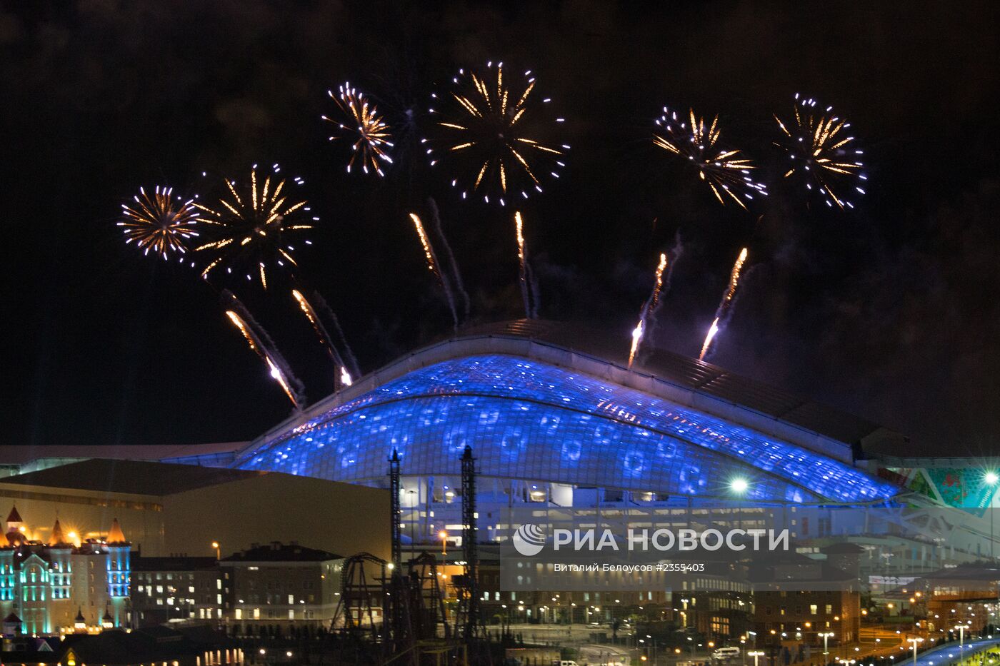 В Олимпийском парке в Сочи на репетиции открытия XXII Олимпийских зимних игр