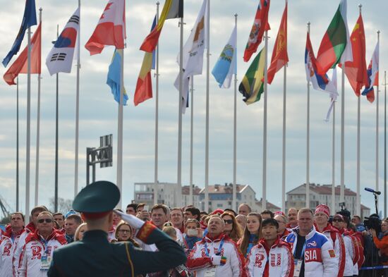 В.Путин на церемонии приветствия делегации Олимпийского комитета России