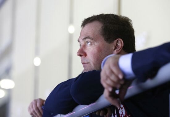 Д.Медведев посетил хоккейный матч Россия - Словакия