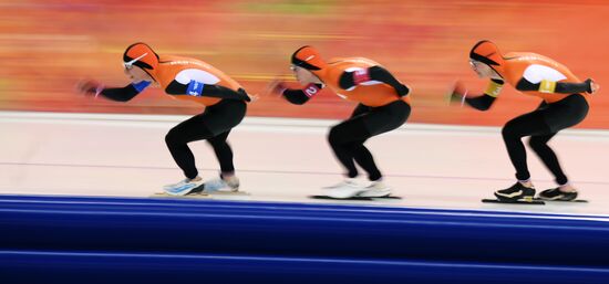 Олимпиада 2014. Конькобежный спорт. Мужчины. Командная гонка преследования. Предварительные забеги