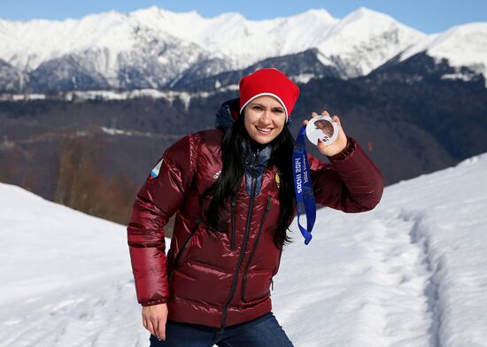 Серебрянный призер в смешанной эстафете в соревнованиях по санному спорту Т. Иванова