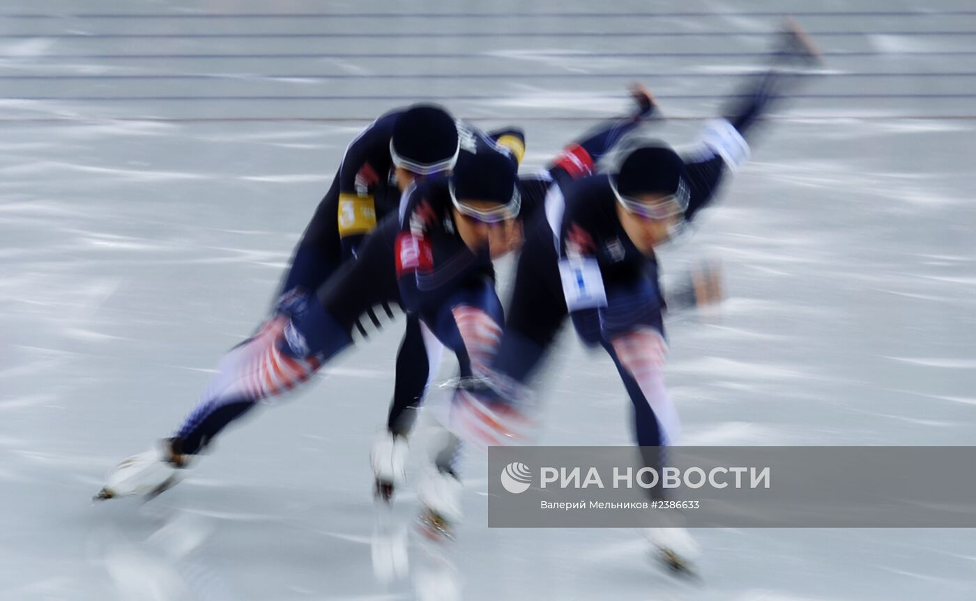 Олимпиада 2014. Конькобежный спорт. Мужчины. Командная гонка преследования. Финальные забеги
