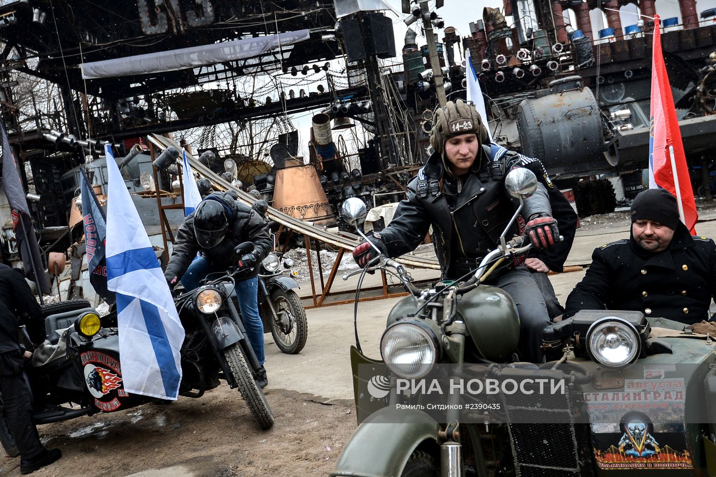 Акция "Ночных волков" в поддержку жителей Крыма
