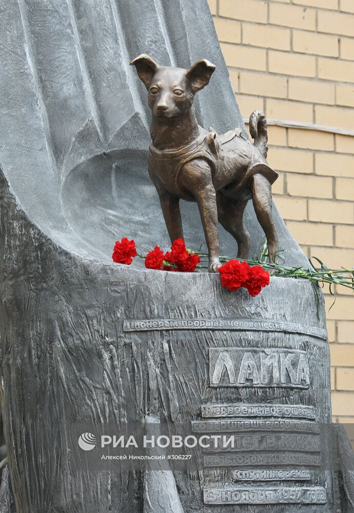 Открытие памятника собаке Лайке в Москве