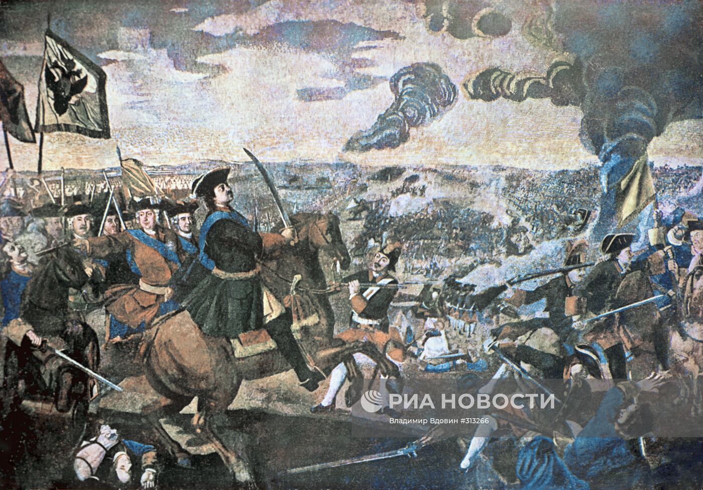 Петр I во время Полтавской битвы