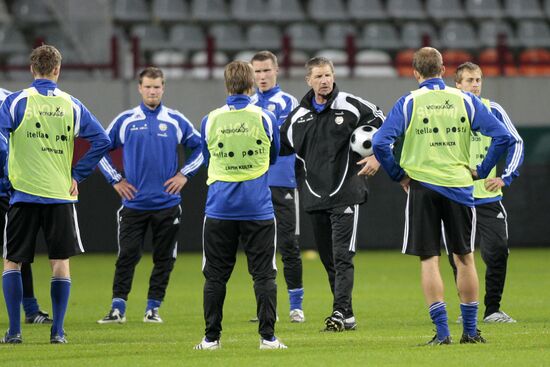Тренировка сборной Финляндии перед отборочным матчем ЧМ-2010