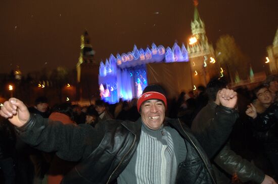 Встреча нового 2009 года в центре Москвы