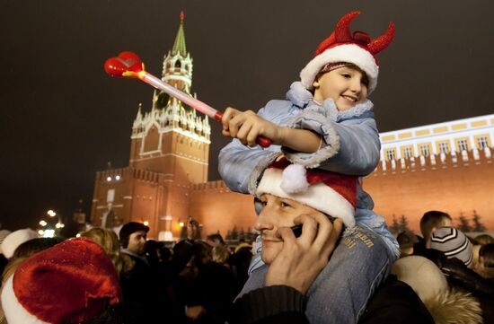 Встреча нового 2009 года в центре Москвы