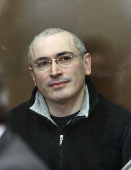 М. Ходорковкий и П. Лебедев в зале суда