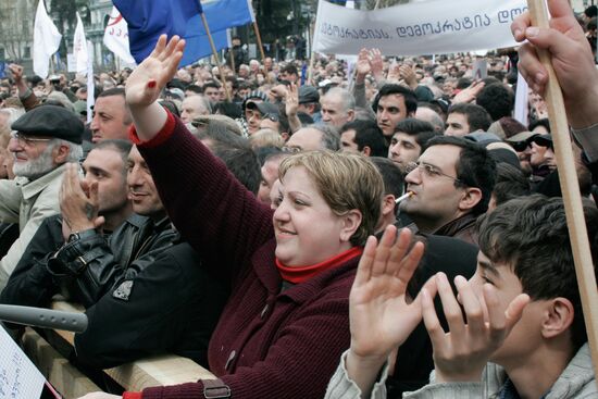 Участники митинга оппозиции в Тбилиси