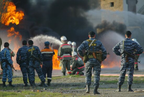 Пожар на автозаправочной станции "Ладья" в Грозном