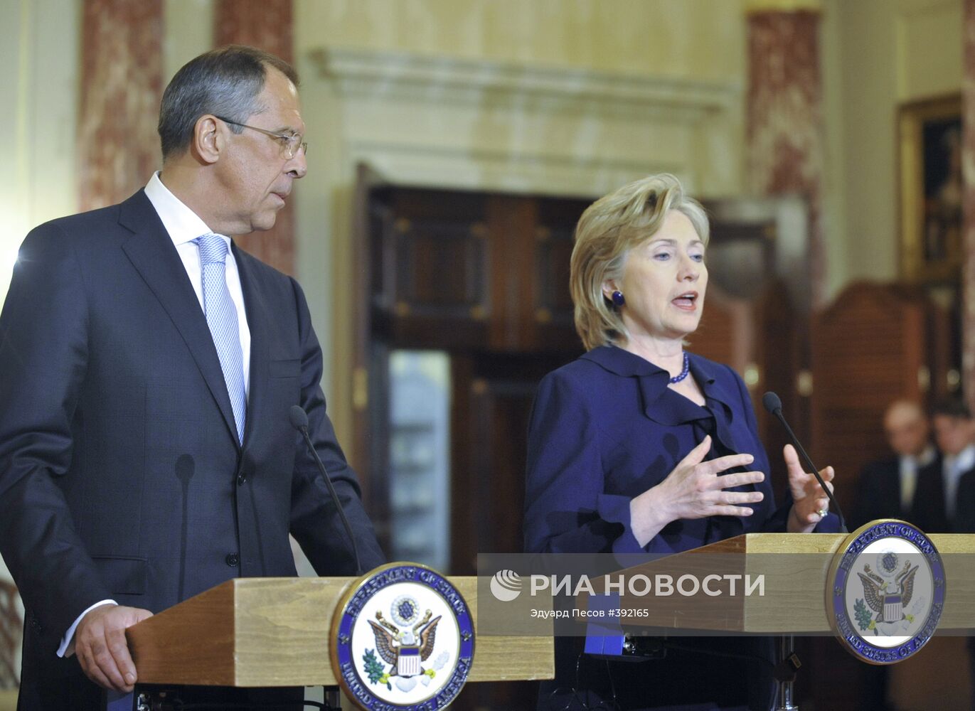 Глава МИД РФ Сергей Лавров и Госсекретарь США Хиллари Клинтон