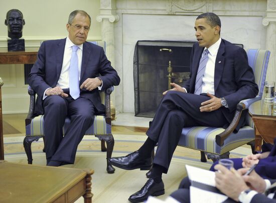 Глава МИД РФ Сергей Лавров и президент США Барак Обама