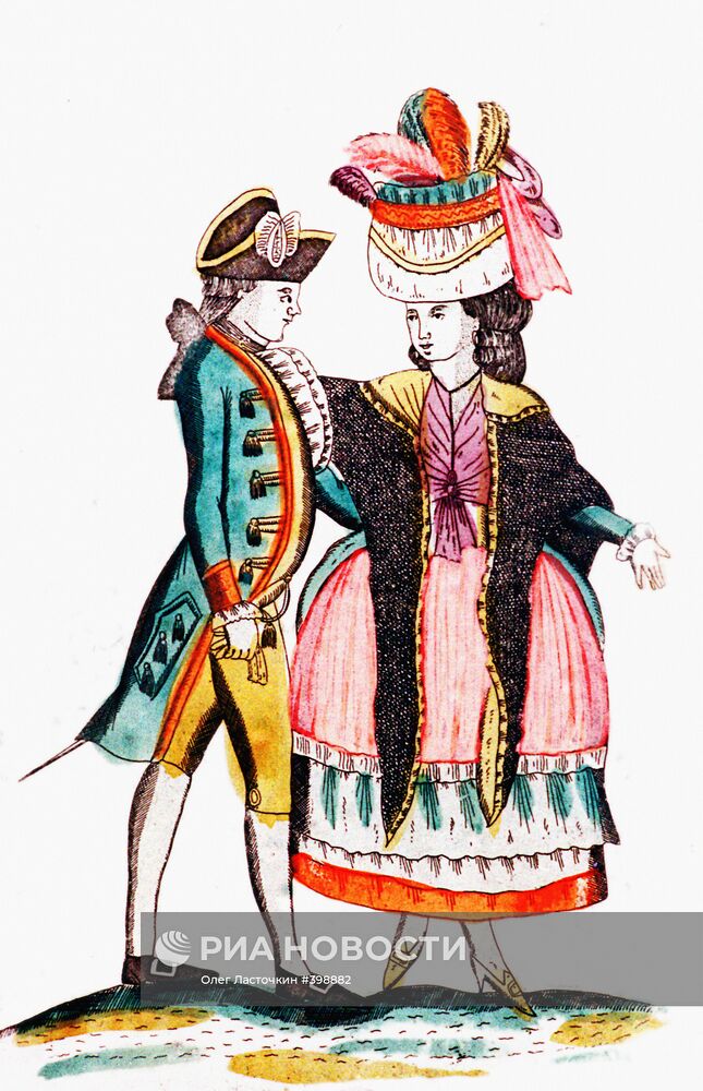 Лубок XVIII века "Кавалер с дамой"