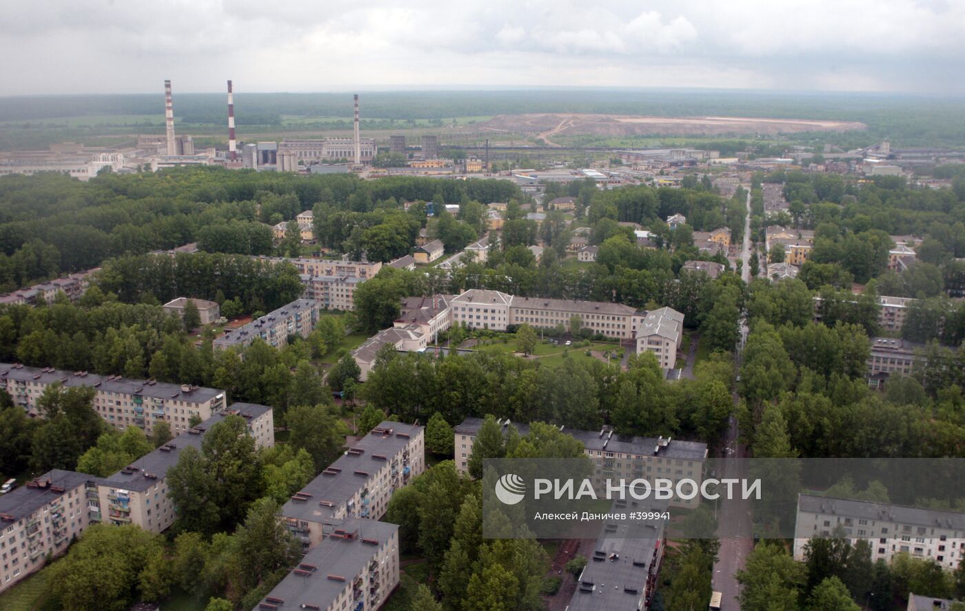 Город Пикалево Ленинградской области с высоты птичьего полета