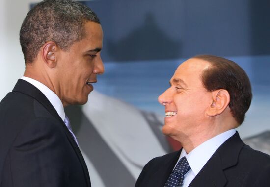 Барак Обама и С.Берлускони на саммите "большой восьмерки"-2009