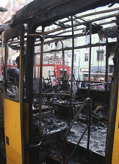Пожар в городском автобусе
