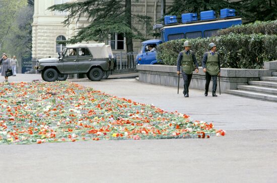 Наряды милиции на улицах Тбилиси