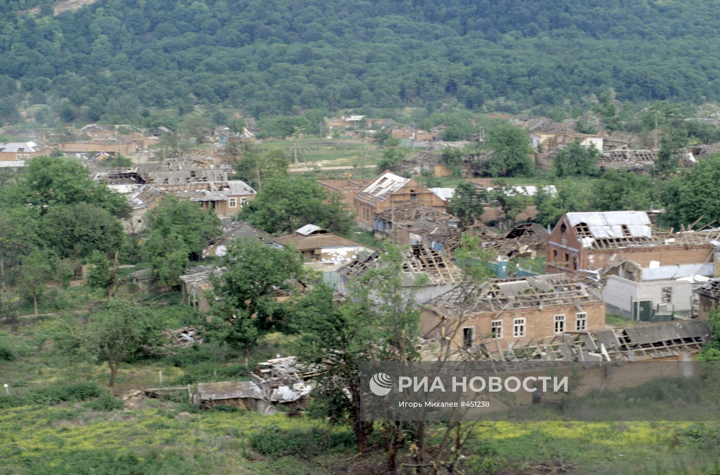 Вид поселка Бамут в Чечне
