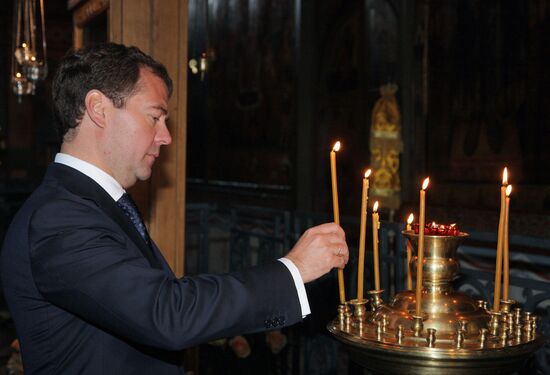 Д. Медведев посетил Софийский собор в Великом Новгороде