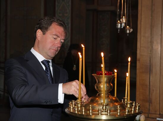 Д. Медведев посетил Софийский собор в Великом Новгороде