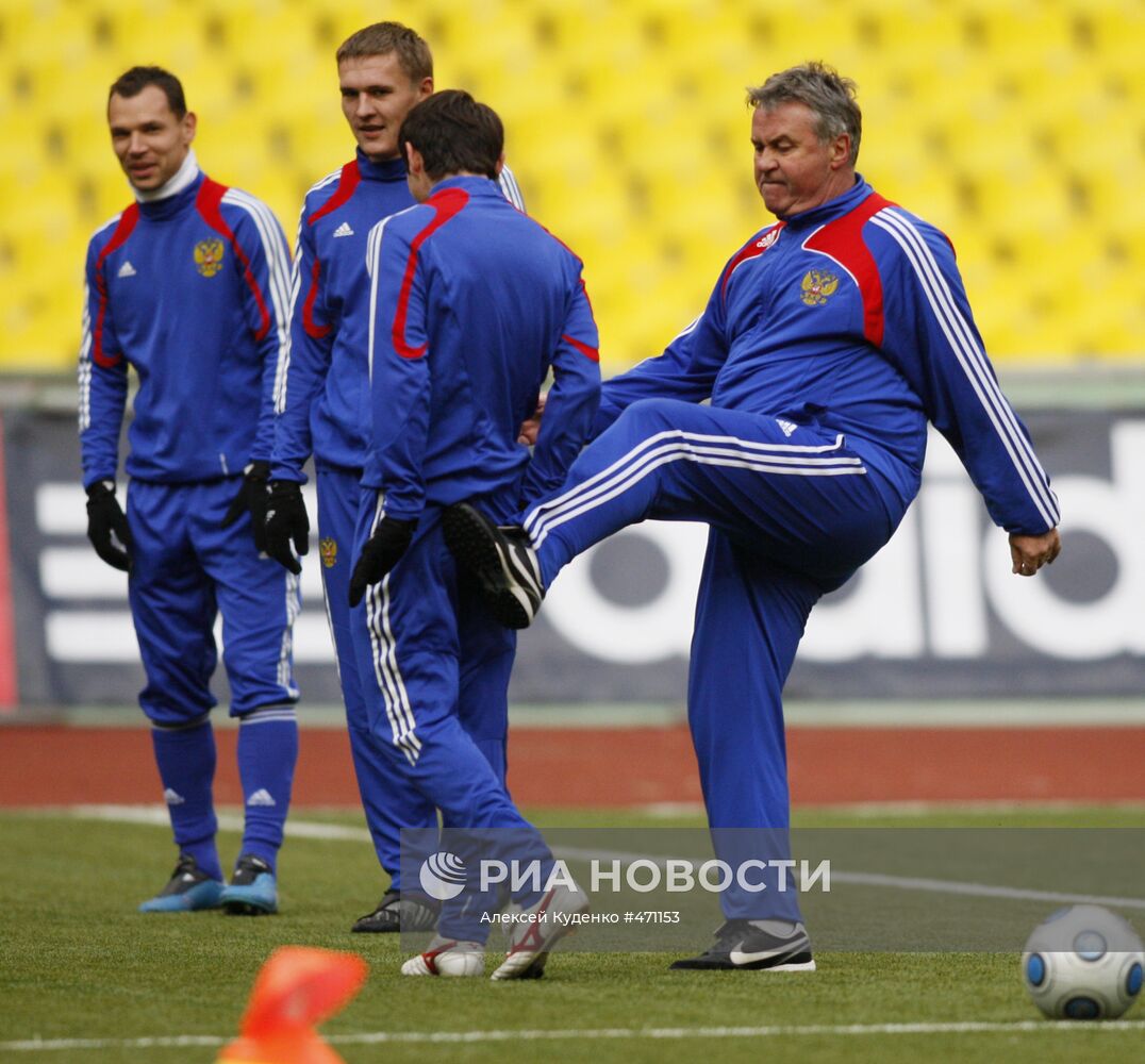 Тренировка сборной России по футболу на стадионе "Лужники"