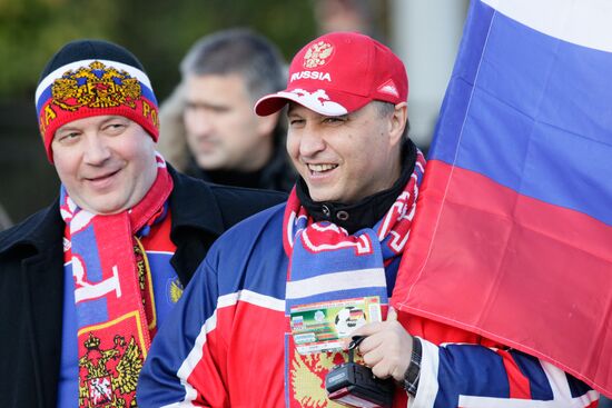 Российские болельщики перед началом матча Россия - Германия