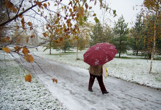 Снегопад в Великом Новгороде
