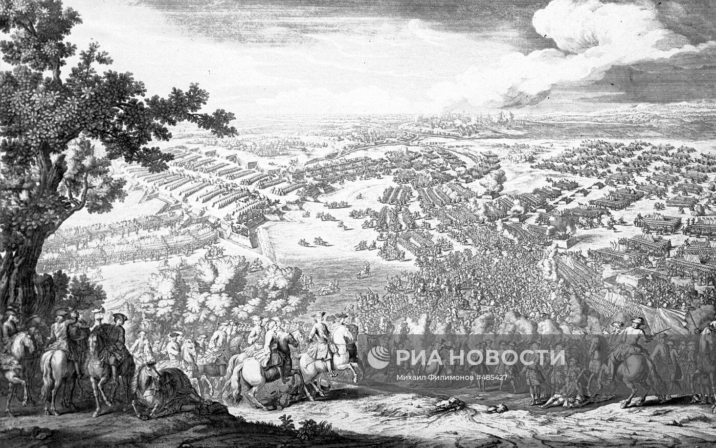Репродукция гравюры "Полтавская битва 27 июня 1709 года"