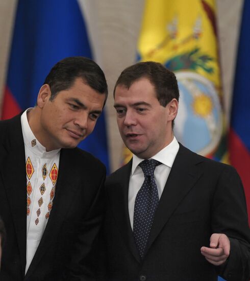 Президенты России и Эквадора Д. Медведев и Р. Корреа