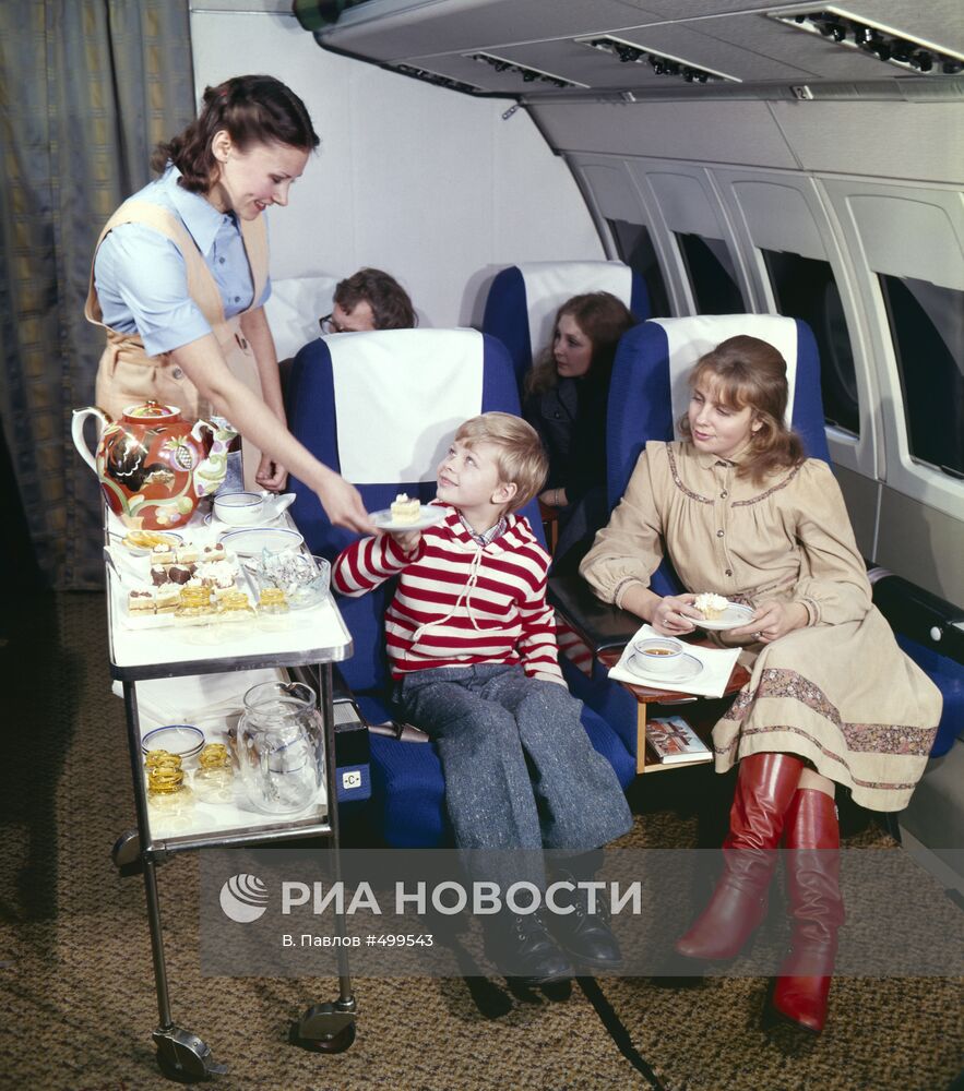 На борту самолета ИЛ-62