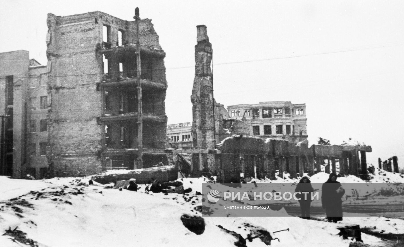 Разрушенные дома в Сталинграде