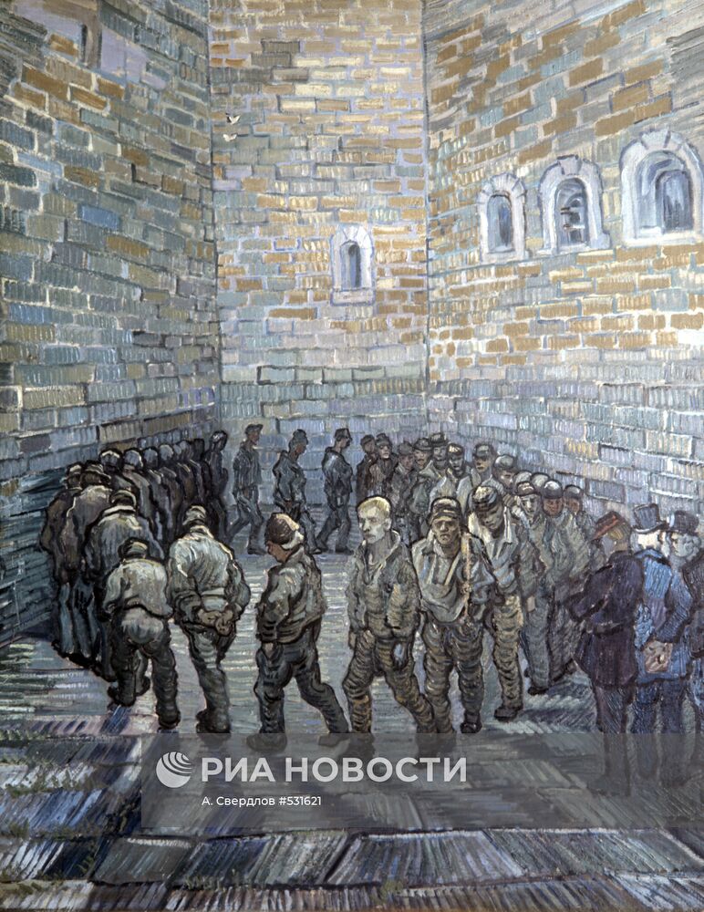 Репродукция картины Винсента ван Гога "Прогулка заключенных"